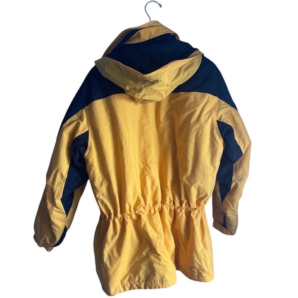 L.L. Bean Outdoors Coat Vintage Yellow Ski Jacket 80s 90s Retro Gathered Waist M - Picture 2 of 9